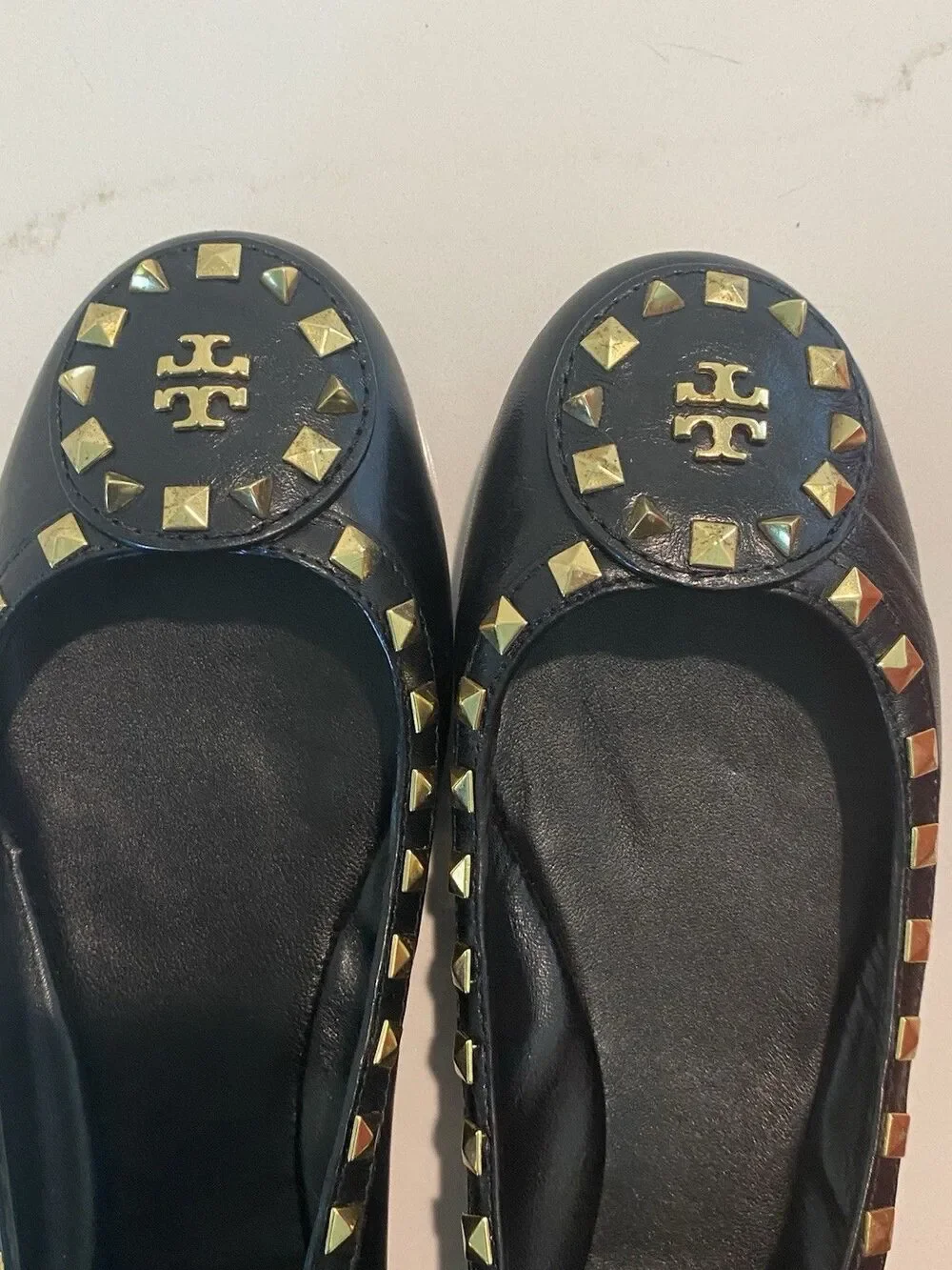 NWB Tory Burch Gold Studded Black Flats